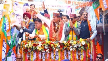 India News | Uttarakhand: CM Holds Roadshow in Udham Singh Nagar Prior to Municipal Polls