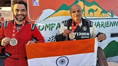Business News | A Historic Finish for India: Aerpace Racer Sanjay Takale Shines at Dakar Rally 2025