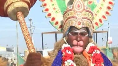 India News | Man Dressed Up as Lord Hanuman Becomes Center of Attraction at Ongoing Mahakumbh Mela