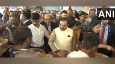 Business News | Gautam Adani Performs 'Seva' at ISKCON Camp During Maha Kumbh Mela 2025 in Prayagraj