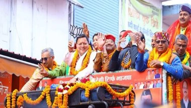 India News | Uttarakhand CM Dhami Holds Road Show in Dehradun for Civic Polls
