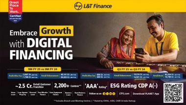 Business News | L&T Finance Ltd. Records Consol. PAT at Rs. 2,007 Cr for 9 Months Ended Dec. 31, 2024, A Growth of 14 Percent Over 9 Months Ended Dec. 31, 2023