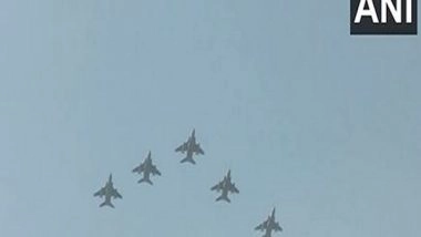 India News | Delhi: Audience Enthralled with IAF's Fly Past During Full Dress Rehearsal for Republic Day