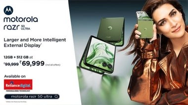 Business News | The Motorola Razr 50 Ultra Is Now Available at Its Lowest Price Ever - Rs 69,999 - at Reliance Digital Retail Stores and Online