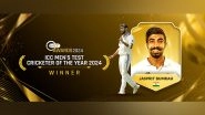 Sports News | Jasprit Bumrah Named ICC Men's Test Cricketer of the Year for 2024