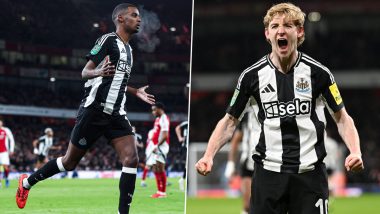 Arsenal 0–2 Newcastle, Carabao Cup 2024–25 Semi-Final: Alexander Isak, Anthony Gordon Score As Magpies Stun Gunners To Take Advantage in First Leg