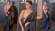 Alia Bhatt Turns Heads in Black Saree and Embellished Blouse Sabyasachi Mukherjee&rsquo;s 25th Anniversary Event (Watch Video)