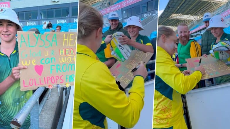 Alyssa Healy Trades Wicketkeeping Gloves for Lollipops in Heartwarming Gesture With A Fan During Australia Women vs England Women 3rd ODI 2025 (Watch Video)