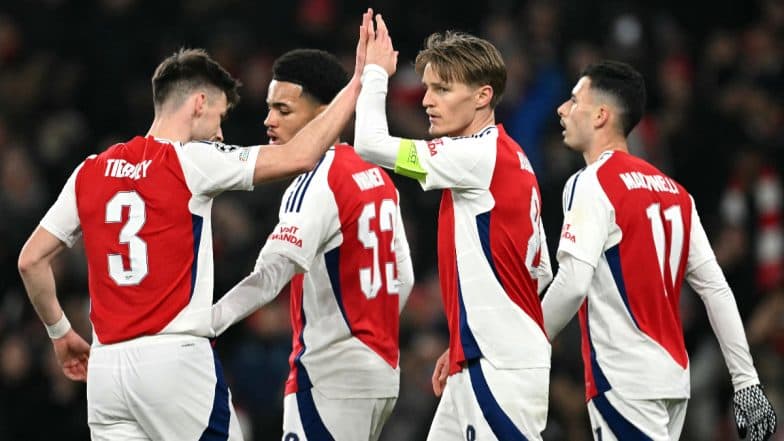 How to Watch PSV Eindhoven vs Arsenal UEFA Champions League 2024-25 Live Streaming Online? Get Telecast Details of UCL Round of 16 Football Match on TV and Online