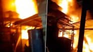 Greater Noida Fire: Explosions Reported As Massive Blaze Erupts at Balaji Factory in Uttar Pradesh's Bisouli Village (Watch Video)