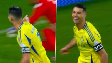 Cristiano Ronaldo Mocks Al-Akhdoud Goalkeeper Paulo Vitor After Scoring Successful Penalty for Al-Nassr in Saudi Pro League 2024–25 Match, Video Goes Viral