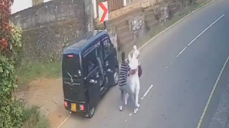 Abduction Caught on Camera in Sri Lanka: Teenage Girl on Her Way to School Kidnapped in Broad Daylight in Daulagala Village, Passerby Rushes to Victim's Aid As Kidnappers Drag Him Along; Terrifying Video Surfaces