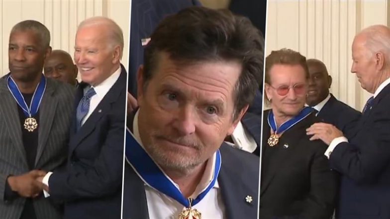 Joe Biden Awards Presidential Medal of Freedom: Denzel Washington, Michael J Fox, Bono Receive the Highest US Civilian Honour (Watch Videos)