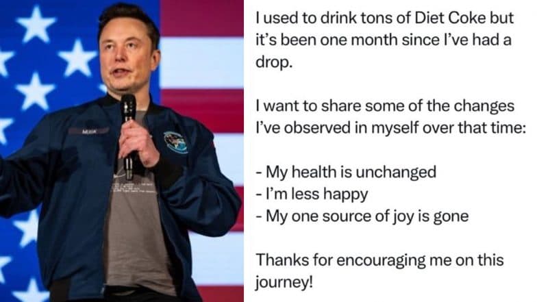 Elon Musk Reflects on Drop in Amount of Diet Coke He Drinks, Says He Will Never Quit Drinking the Beverage, Post Goes Viral Online