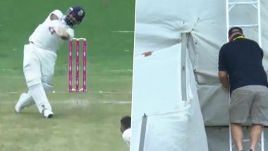 Ground Staff at SCG Use Ladder To Retrieve Ball After Rishabh Pant Hits Massive Six off Beau Webster's Bowling During IND vs AUS 5th Test 2024–25 (Watch Video)