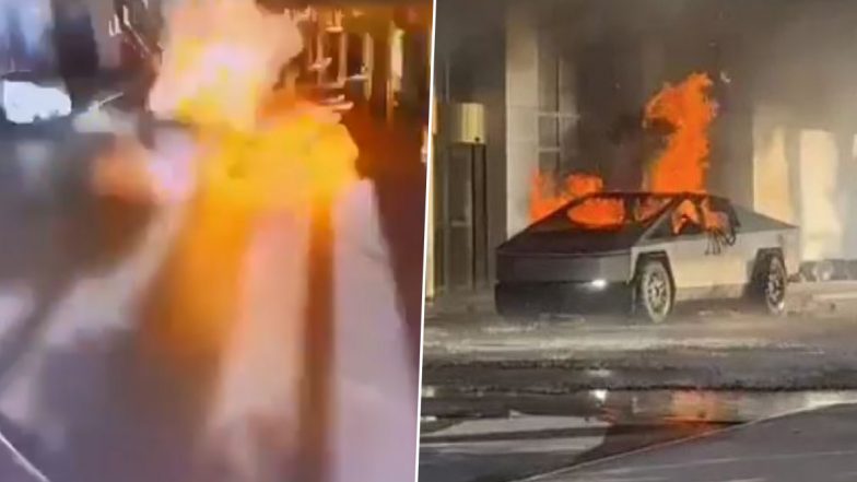 Tesla Cybertruck Blast: Tesla Truck Explodes Outside Trump International Hotel in Las Vegas in Suspected Terror Attack, Elon Musk Reacts as Vehicle 'Contained' Explosion (See Pics and Videos)