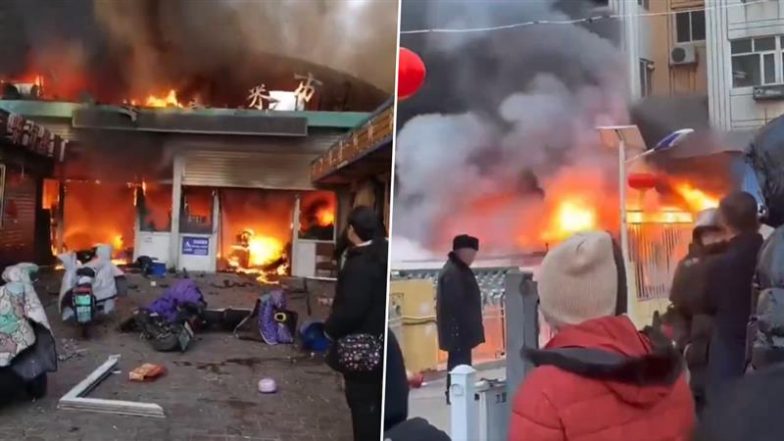 China Fire: 8 Dead, 15 Injured After Blaze Erupts at Zhangjiakou City's Food Market (Watch Video)