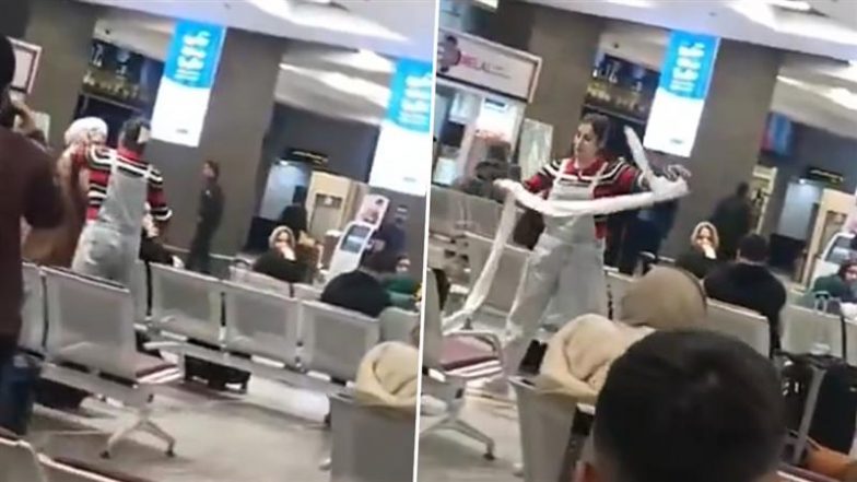 Iranian Woman Grabs Cleric’s Turban and Wraps It Round Her Head After He Berates Her for Not Wearing Hijab at Tehran Airport; Video Goes Viral