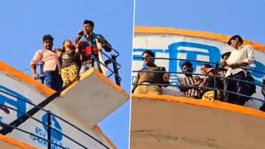 Budaun: Young Girl Revives ‘Sholay’ Scene, Climbs Atop Water Tank After Family Refuses Marriage With Lover; Rescued Following High-Voltage Drama (Watch Video)