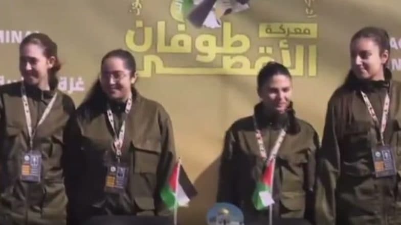 Gaza Ceasefire Deal: Hamas Releases 4 Female Israeli Soldiers as Part of Prisoner Exchange (Watch Video)