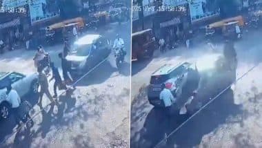 Accident Caught on Camera in Satara: 1 Dead, 4 Others Several Injured After Speeding Car Loses Control, Rams Into Them in Maharashtra, Disturbing Video Surfaces