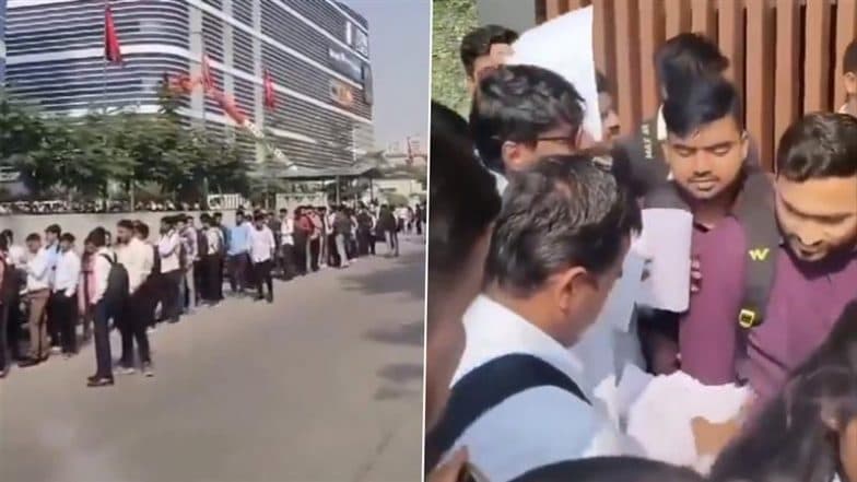 Pune: Over 3,000 Engineers Line Up for Walk-In Interview Outside IT Company Office in Magarpatta, Video Goes Viral