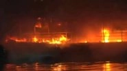 Hyderabad: Boat Catches Fire in Hussain Sagar Lake in Telangana, 15 People Rescued (Watch Video)