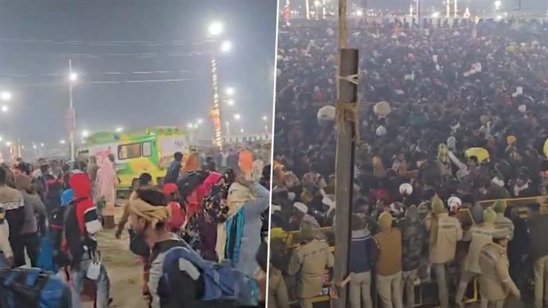 Stampede at Maha Kumbh Mela 2025 in Prayagraj: Many Feared Injured After Stampede Breaks Out Ahead of ‘Amrit Snan’ on ‘Mauni Amavasya’ at Mahakumbh (See Pics and Videos)