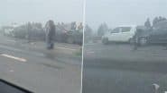 Accident on Delhi-Meerut Expressway: Several Injured As Multiple Vehicles Collide in Ghaziabad Due to Thick Fog (Watch Video)