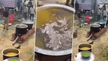 Mahakumbh 2025: Police Officer Throws Mud in ‘Bhandara’ Food Prepared at Maha Kumbh Mela in Prayagraj, Suspended After Video Goes Viral