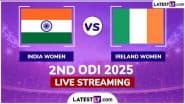 India Women vs Ireland Women Free Live Streaming Online, 2nd ODI 2025: How to Watch IND-W vs IRE-W Cricket Match Live Telecast on TV?