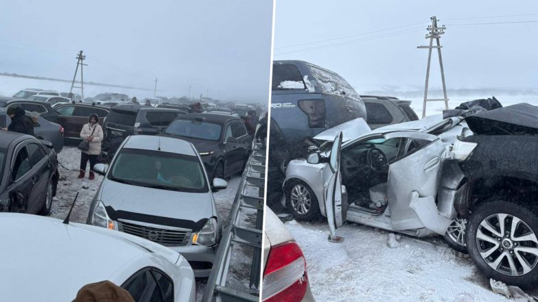 Kazakhstan: 95 Cars Pile Up on Highway Due to Multi-Vehicle Crash in Akmola Amid Heavy Snow Storm and Reduced Visibility (See Video and Pics)