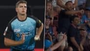 Rare! Liam Haskett Gets Hit for a Six, His Father Takes Catch in the Stands at Adelaide Oval During Adelaide Strikers vs Brisbane Heat Match in BBL 2024-25 (Watch Video)