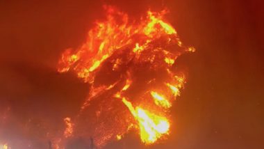 Los Angeles Wildfire: Thousands Evacuate As Fast-Growing Wildfires Devastate Southern California Amid Harsh Winds; Palisades Fire Burns More Than 2,900 Acres (Watch Videos)