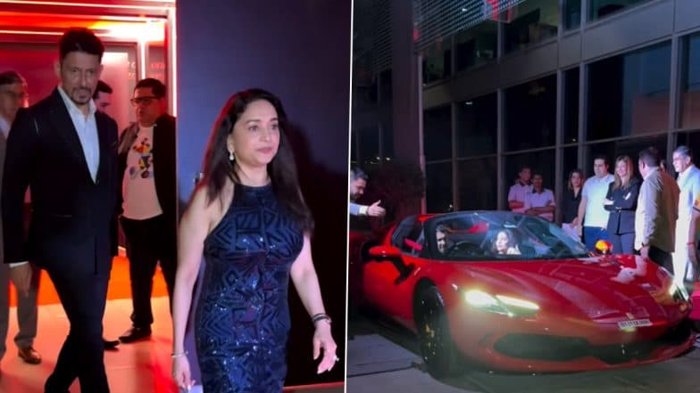 Madhuri Dixit and Husband Dr Shriram Nene Buy Brand New Red Ferrari; Video of the Couple With Their Supercar Goes Viral – WATCH