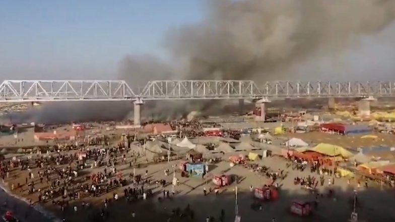Maha Kumbh Mela 2025 Fire: Blaze Erupts at Mahakumbh Mela Venue in Prayagraj After ‘Gas Cylinder Explosion’ Inside Tent (Watch Video)