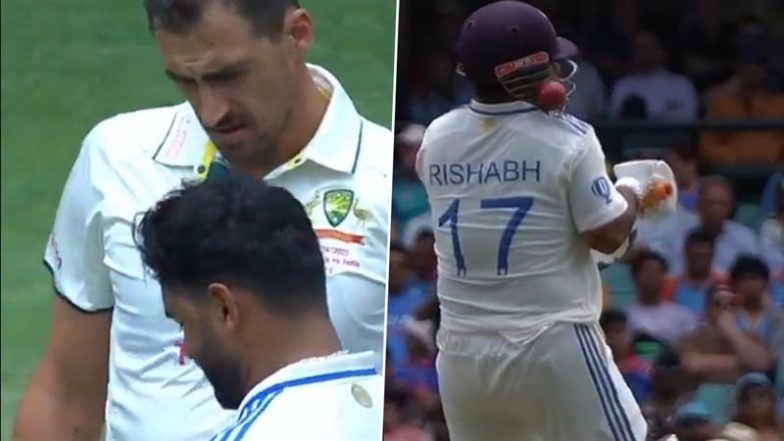 Mitchell Starc Checks on Rishabh Pant After His Fierce Bouncer Hits Grill of Indian Wicketkeeper-Batter's Helmet During IND vs AUS 5th Test 2024-25 (Watch Video)