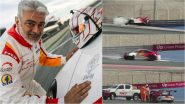 Ajith Kumar’s Porsche Car Crashes During Dubai 24 Hours Practice Race; Actor Escapes Unharmed (Watch Video)