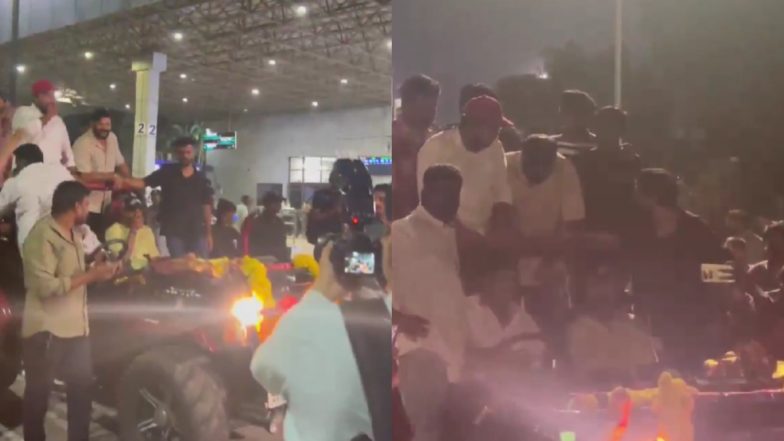 Nitish Kumar Reddy Receives Grand Welcome At Visakhapatnam Airport As He Returns Home Following His Stunning Performance For Team India During BGT 2024-25 in Australia (Watch Video)