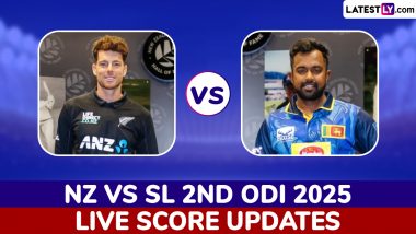 NZ 255/9 in 37 Overs | New Zealand vs Sri Lanka Live Score Updates of 2nd ODI 2025: Charith Asalanka and Co Need 256 Runs to Win