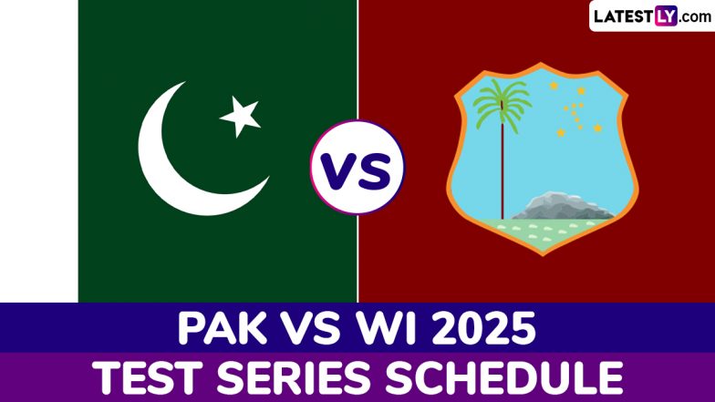 Pakistan vs West Indies 2025 Schedule: Get PAK vs WI Test Series Fixtures, Time Table With Match Timings in IST and Venue Details