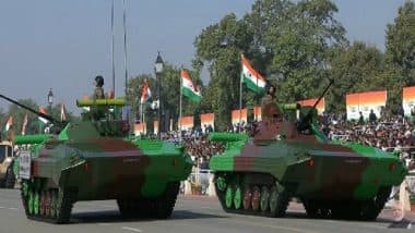 Republic Day Parade 2025: India Showcases Military Prowess With BrahMoS, Pinaka Rocket System and BM-21 AGNIBAAN at Kartavya Path in Delhi (Watch Video)