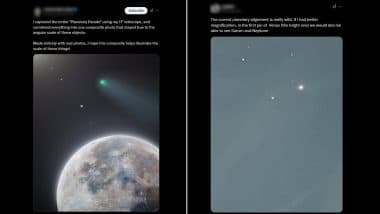 Planet Parade 2025 Pictures and Videos: Astronomy Enthusiasts Flood X With Breathtaking Photos of January Planetary Alignment of Mars, Jupiter, Venus, Saturn, Neptune and Uranus (View Posts)