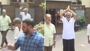 Rajinikanth Waves and Blows Kisses to Fans As He Greets Them Outside His Residence on New Year’s Day (Watch Video)