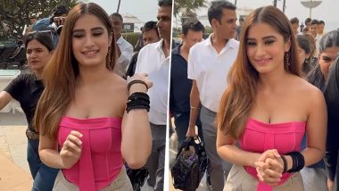 Rasha Thadani Turns Heads in Strapless Pink Top and Beige Pants, Effortlessly Steals the Spotlight in Chic Ensemble (Watch Video)