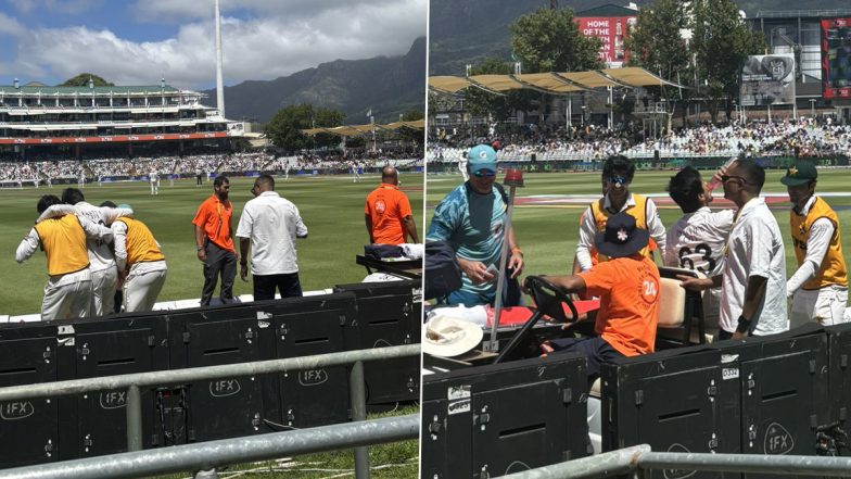 Saim Ayub Stretchered Off From the Field After Twisting His Ankle While Fielding During SA vs PAK 2nd Test 2024-25 (Watch Video)