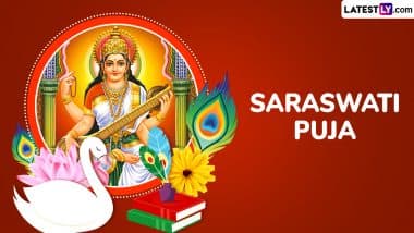 Saraswati Puja 2025 Wishes: Share Happy Basant Panchami Greetings, WhatsApp Messages, Quotes, HD Images and Wallpapers To Celebrate the Festival Dedicated to Goddess Saraswati