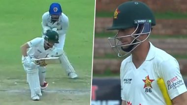 Sean Williams Shows Sportsmanship, Walks Off After Edging Without Waiting for Umpire’s Decision During ZIM vs AFG 2nd Test 2024-25 (Watch Video)