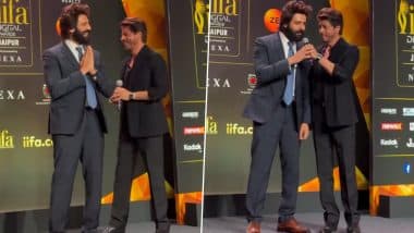 IIFA 2025 Press Conference: Shah Rukh Gives Kartik Aaryan Hosting Tips in Rajasthani, Duo Greet Audience With ‘Khamma Ghani’ During Pre-Event (Watch Video)