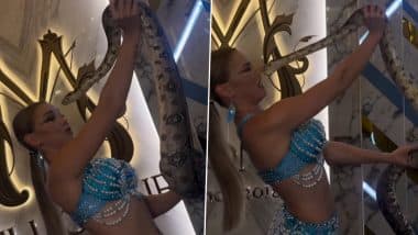 Its a Love Bite! Russian Dancer Gets Bitten by Snake on Face While Attempting To Pose With the Giant Reptile, Viral Instagram Reel Leaves Internet Hiss-Terical (Watch Video)